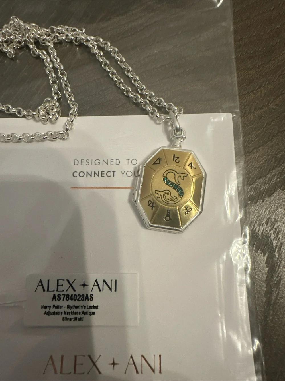Alex And Ani Harry Potter Slytherin Locket Necklace 20”-22” New Sold Out - Picture 2 of 7